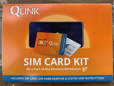 QLINK Wireless 5G Sim Card Kit With Sim Card Adaptor Instructions.  NEW SEALED • $7.75