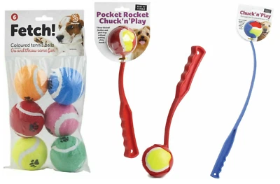 £7.99 • Buy Dog Tennis Ball Launcher Thrower Chucker Pocket Rocket Short Long Balls Exercise