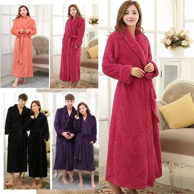 Bathrobe Women Thick Waffle Long Kimono Winter Dressing Gown Couples Bathrobe • £77.99