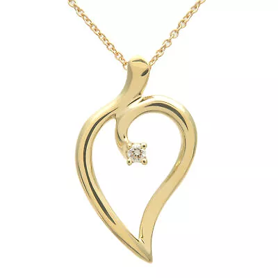 Auth Tiffany&Co. Leaf Heart 1P Diamond Necklace K18 750YG Yellow Gold Used F/S • $1100