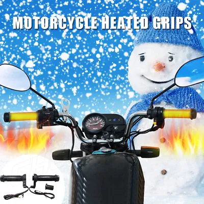 22mm (7/8') Motorcycle Electric Hot Heated Warm Hand Grips Handlebar Adjustable • $39.98