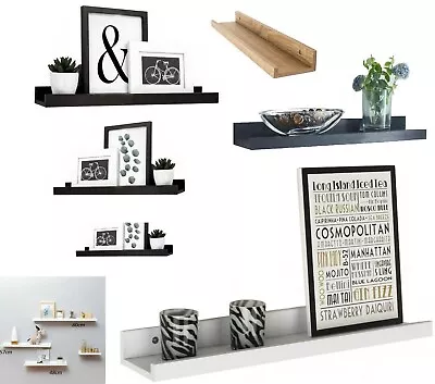 £6.95 • Buy Wooden Floating Shelves Shelf Kit Wall Mounted Display Unit Home Office Decor