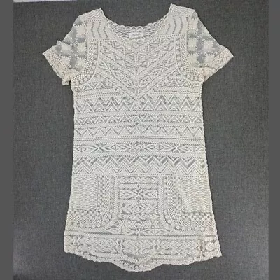 Sugarlips Lace Dress Crochet Small Short Sleeve Round Neck Cream Color • $28