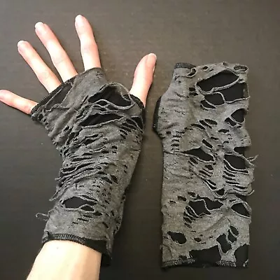 Gray Mummy Gloves Mens Hand Covers Bandage Arm Covers Black Zombie Ripped Biker • $26