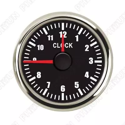 52mm Car Boat Yacht Clock Gauges Red Backlight Instrument Hour Meters 0~12 Hours • $44.99