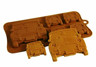 4+1 Mini Car Chocolate Silicone Baking Vehicle Mould Wax Resin Craft Cake Topper • £5.99