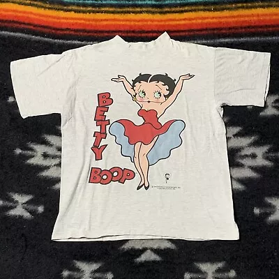 Sz XL- Vintage 1993 Betty Boop Marilyn Monroe Double-sided Shirt Men’s Gray USA! • $80