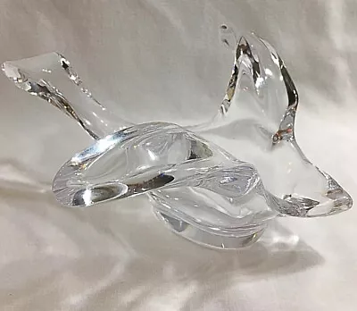 Art Glass Clear Flying Dove Bird Shallow Bowl Dish Figurine 1970’s Collectible • $13