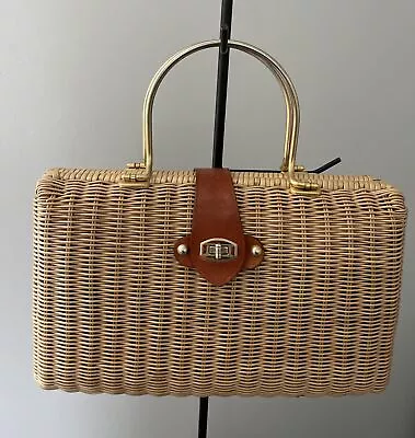 Vintage Large Wicker Woven Purse Handbag Gimbels Own Gabrielle • $18.99