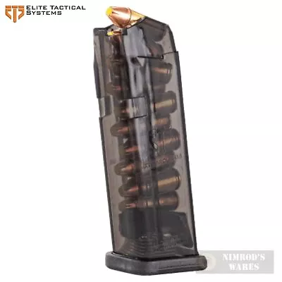 ETS Glock 19 9mm 10 Round MAGAZINE Gen 1-5 Carbon Smoke SMK-GLK-19-10 FAST SHIP • $15.39