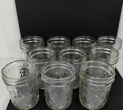 Vintage Ball Jar Lot Of 10 Quilted Crystal Jelly Half Pint Regular Mouth Clear • $17.98