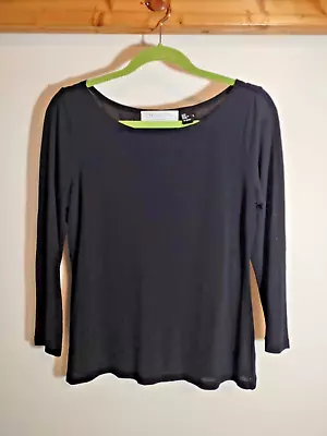 Charles Nolan Women's L Black Silk Long Sleeve Shirt • $16.99