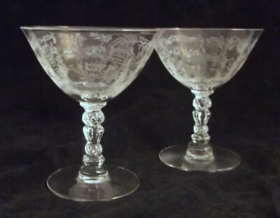 Fostoria Chintz Group Of 2 Champagne Or Low Sherbet Glasses • $20.88