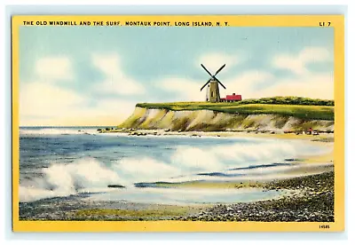 The Old Windmill And The Surf Montauk Point Long Island NY New York Linen View • $16.99