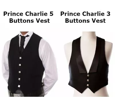Scottish Kilt Waistcoat 3 & 5 Buttons Prince Charlie Waistcoat Men Dancing Vest • £19.99