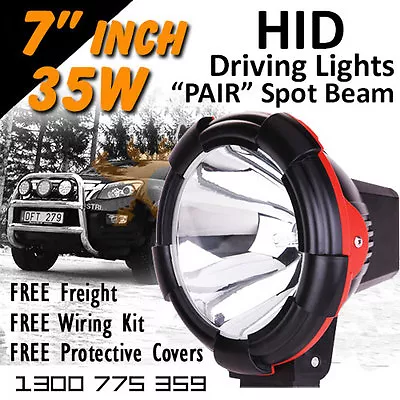 HID Xenon Driving Lights - Pair 7 Inch 35w Spot Beam 4x4 4wd Off Road 12v 24v • $188.54