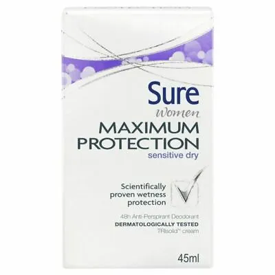 £60 • Buy Sure Women Maximum Protection Sensitive Dry Antiperspirant Deodorant Cream 45ml