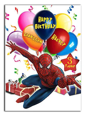 C459; Large Personalised Birthday Card; Custom Made For Any Name; Spiderman • £3.99