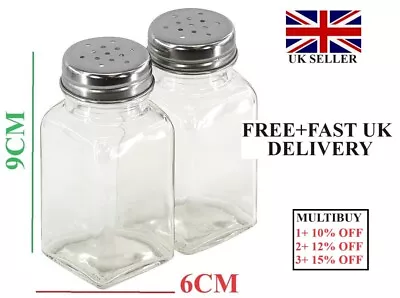 Salt And Pepper Shakers Set Glass Pots Cruet Jars • £4.49