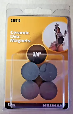 Hillman Ceramic Disc Magnets. 3/4 Inch. 8 Pack. Refrigerator. Craft. Round • $9.99