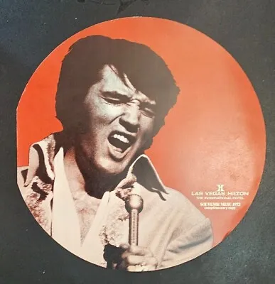 Elvis Presley Original Round Orange Las Vegas Hilton Menu 1972 Excellent Cont • $95