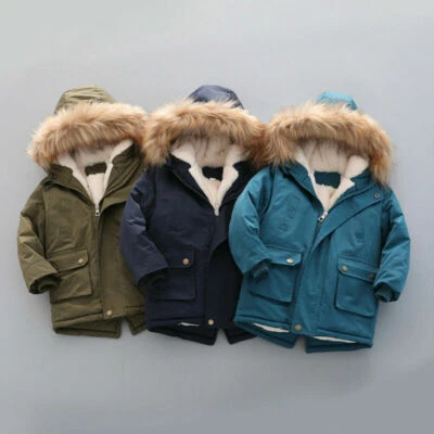 £7.24 • Buy Kids Winter Girls Boys Warm Fleece Coat Parka Outwear Jacket Coats Hooded Down 。