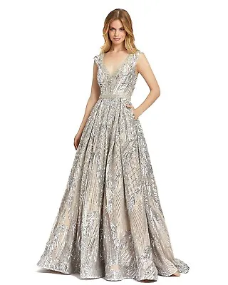 Mac Duggal 67118M Sequin Ball Gown Sz 14 Silver Mrsp $698  • $219