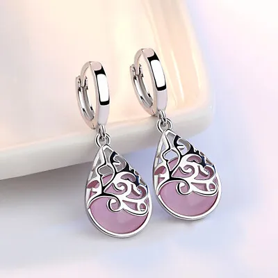 2 Color Round Cut Moonstone Drop Earring Adorable 925 Silver Women Jewelry • $2.21