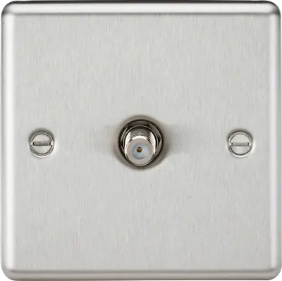 F Type SAT TV Outlet Wall Socket Brushed Chrome Satellite Television Point Plate • £13.95