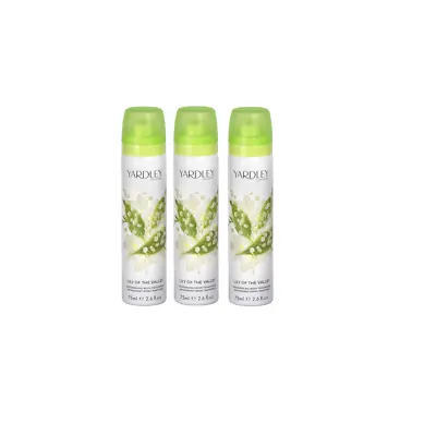 3 X Yardley London Lily Of The Valley Deodorising Body Spray (75ml) • £9.99