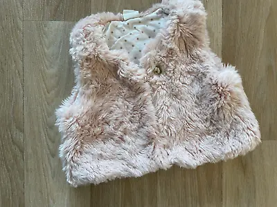 Baby Girl 4-6 Months H&M Blush Pink Faux Fur Fully Lined Gilet • £4.50