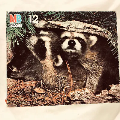 MIlton Bradley Baby Animals Raccoons Puzzle  12 Pc  Ages 3-5  15”x12 ” • $10