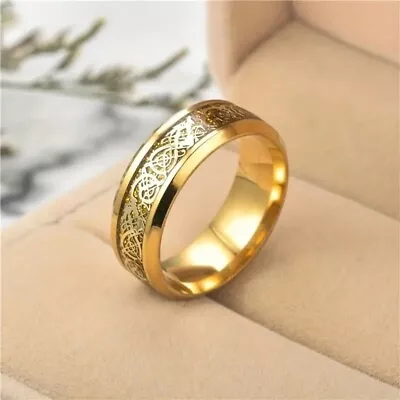 Celtic Wedding Ring With Rose Gold Inlay 8mm Tungsten Carbide Viking Ring  • $14.95