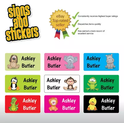 60 Personalised Kids Childrens Name Stick On Stickers Labels School Waterproof • £3.99