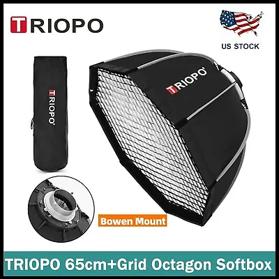 TRIOPO K2 65cm Foldable Octagon Softbox Bowens Mount For LED Video Light Upgrade • $64.99