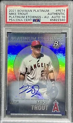 MIKE TROUT AUTO PSA 10 2021 Bowman Platinum Refractor 2011 Angels Topps #/50 MVP • $545