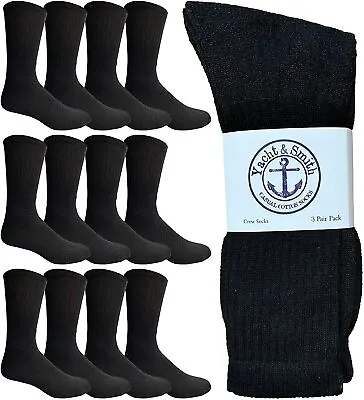 Yacht & Smith Wholesale Bulk Men Crew Cotton Big Tall Plus Size Socks Size 13-16 • $22.08