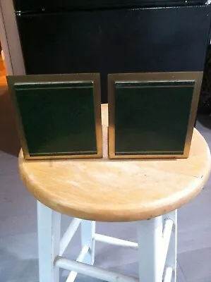 Vintage Metal Bookends With Green Desk Blotter Pad Squares • $6.50