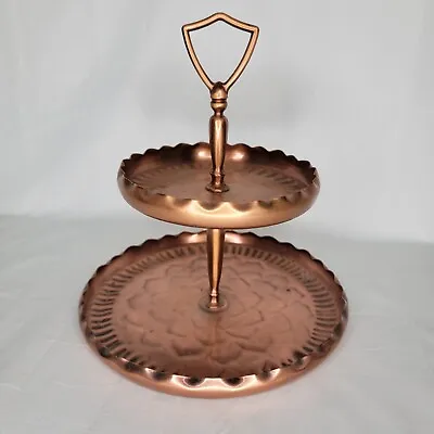 Vintage 70’s Solid Copper Jewelry Fountain & Handle By Gregorian 2 Tier Tray • $37.50