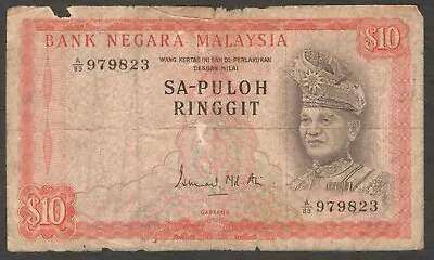 Malaysia 10 Ringgit 1st Series 1967-1972 Poor • $8.99