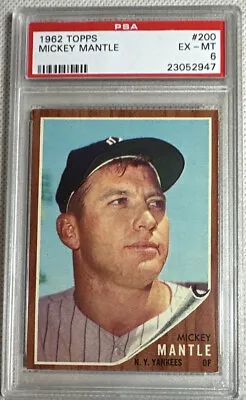 Mickey Mantle 1962 Topps Card. #200. PSA 6 • $1099