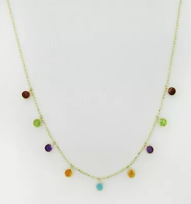 GENUINE MULTI-GEMSTONE COLLAR NECKLACE 14K YELLOW GOLD - New With Tag - 18  • $349.63