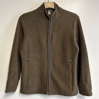 IBEX Merino Wool Jacket Medium Sweater Full Zip Green Brown Outdoors USA Made • $80