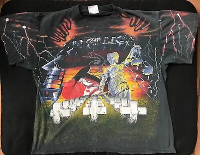 Vintage 1991 Metallica Tour Shirt All Over Print Master Of Puppets XL Brockum • $275