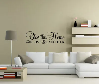 Bless This Home With Love & Laughter Wall Stickers Quote Decals Decor UK Zx119 • £5.81