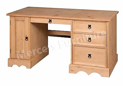 Corona Straight Computer Desk Office Solid Pine Discount By Mercers Furniture® • £139.99