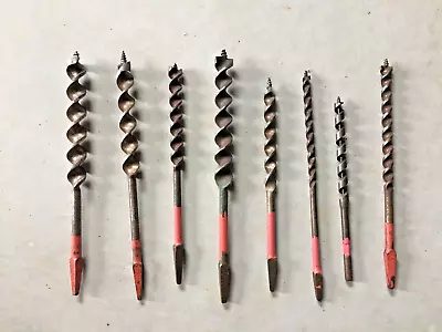 LOT OF 8 X ASSORTED VINTAGE ANTIQUE HAND DRILL BRACE AUGER BITS • $54.95