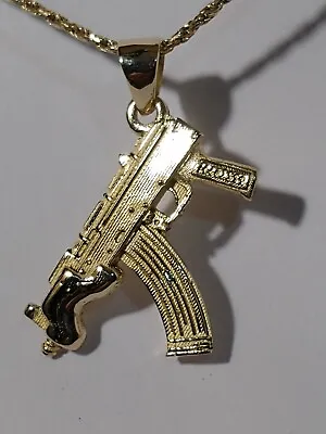 10k Solid Gold Pendant Draco Mini Ak-47 Machine Gun Made In Usa  • $147
