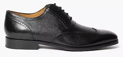 M & S Black Leather Brogues Stylish Formal Shoes UK 9   EU 43  US 10  • £31.95