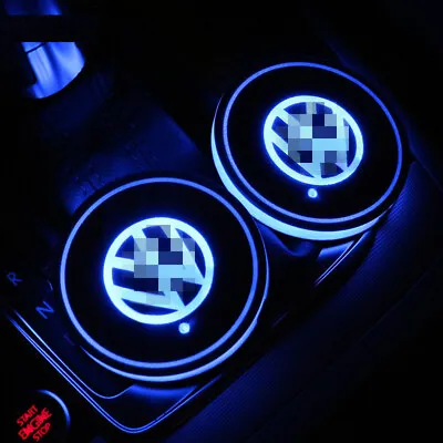 $14.81 • Buy 2X Car Cup Pad LED Lights Cover 7 Colors Lamps Interior Decoration Accessories